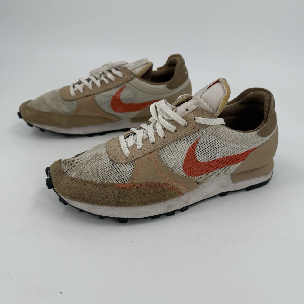 Nike Waffle Racer 2 Women's 9 Tan Beige Orange Suede Mesh Retro Running Sneakers